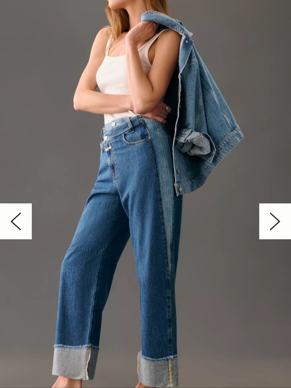 Closed Averly Wide-Leg Cuffed Jeans w/ Asymmetric Waist, size 31, Made in Italy - Picture 4 of 13